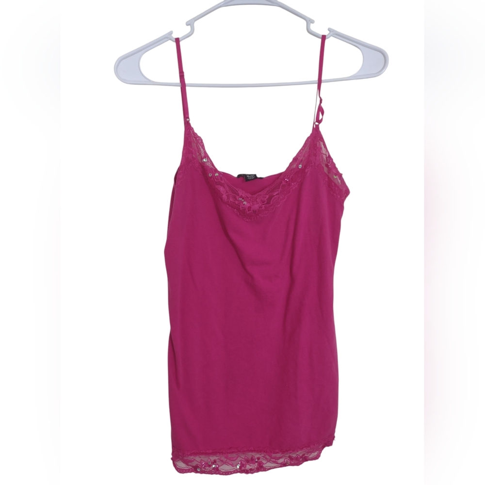 VTG Y2K Deb Lace Trim Cami XL Festival Fairy‎ Grunge Romantic Indie Sleaze Boho
